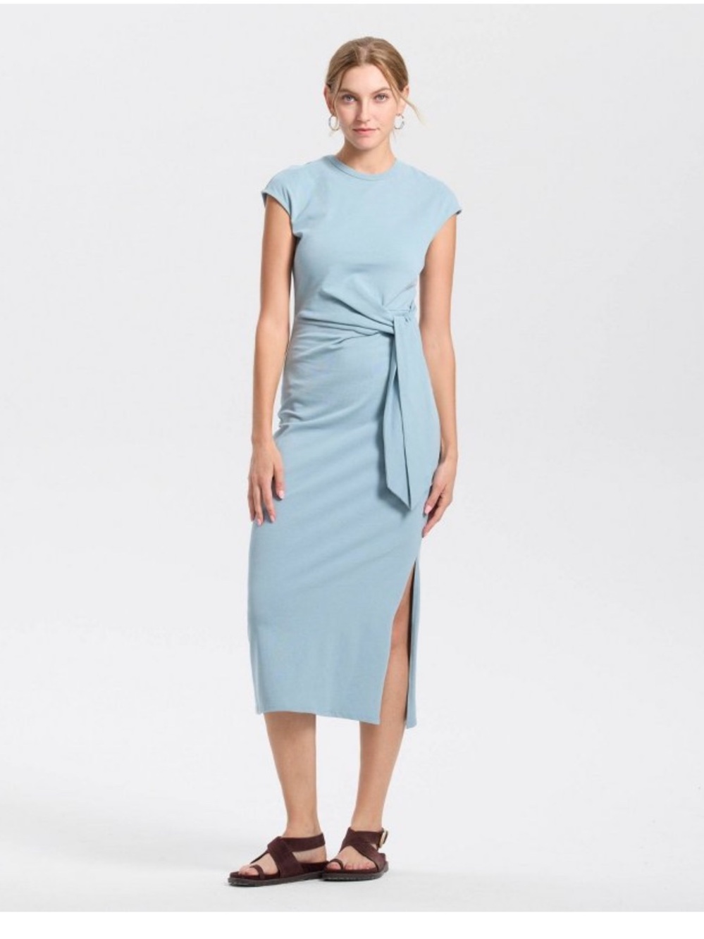 Universal Thread Light Blue Tie-Waist Midi Dress